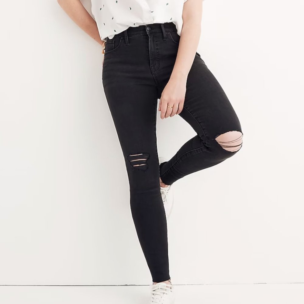 Madewell 9" Mid-Rise Skinny Jeans in Black Sea Size 26